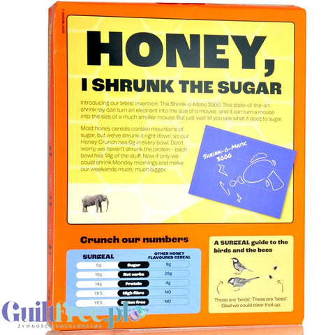 Surreal High Protein Cereal Honey Crunch - proteinowe płatki śniadaniowe bez cukru ze stewią i erytrolem