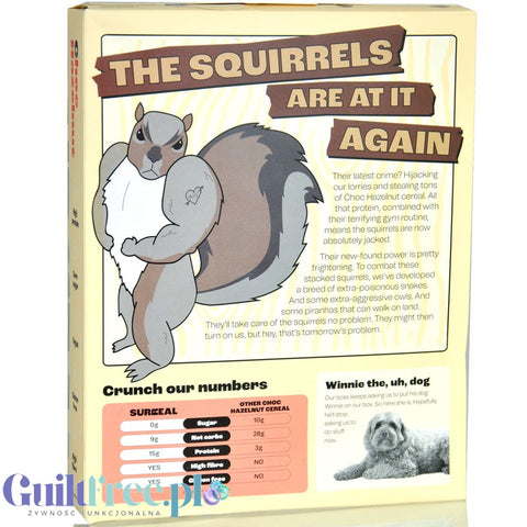 Surreal High Protein Cereal Choc Hazelnut - proteinowe płatki śniadaniowe bez cukru ze stewią i erytrolem