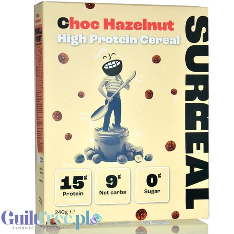 Surreal High Protein Cereal Choc Hazelnut - proteinowe płatki śniadaniowe bez cukru ze stewią i erytrolem