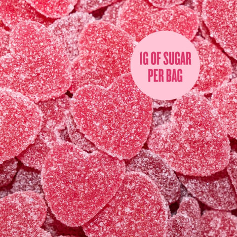Pandy Candy Sweet Hearts Valentines Edition - sugar-free raspberry fiber jelly hearts with 45% fewer calories
