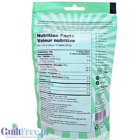 True Dates Sour Watermelon - natural dates with no added sugar, with a sour watermelon flavor