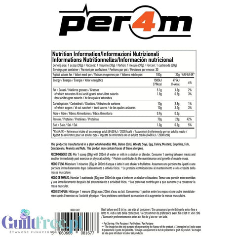 Per4m Whey Advanced Protein Peachy Creme 900g - gęsta odżywka białkowa WPC, WPI & MPC, smak śmietankowo-brzoskwiniowy
