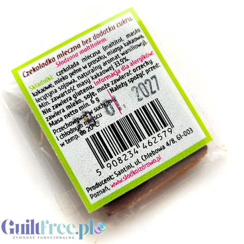 Santini Milk Mini Neapolitan Chocolate Bar 'for one' 29kcal - gluten-free, handmade, no added sugar