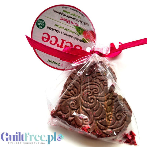 Santini Mini Heart – exquisite sugar-free milk chocolate with raspberries, 97 kcal