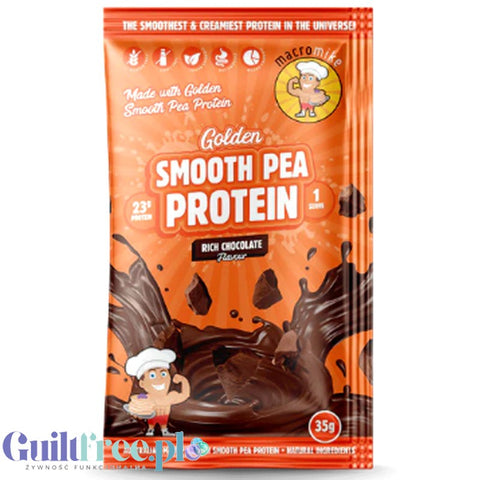 Macro Mike Pea Plant Protein, Rich Chocolate 35g - wegańska turbo kremowa odżywka bez glutenu, mleka i sukralozy