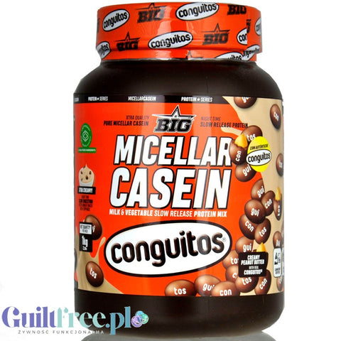 BIG® Micellar Casein, Peanut Butter & Conguitos 1kg - gęsta deserowa odżywka białkowa, smak Czekolada & Masło Orzechowe