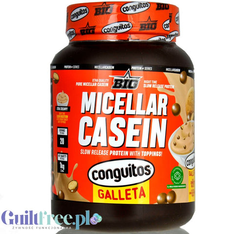 BIG® Micellar Casein, Conguitos Galleta Chocolate 1kg - gęsta deserowa odżywka białkowa, smak ciasteczko & mleczna czekolada