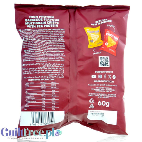 Skinny Food Protein Chips Barbecue - wegańskie, bezglutenowe chipsy proteinowe BBQ 19g białka