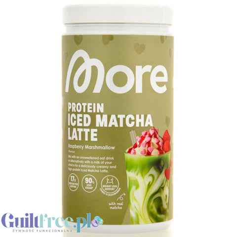 More Nutrition Protein Iced Matcha Latte Raspberry Marshmallow 500g - sugar-free matcha green tea protein drink with 17g of prot
