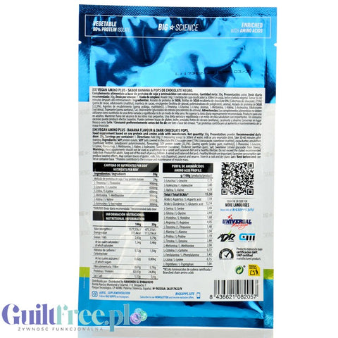 BIG® Vegan Amino+, Banana & Choco 30g saszetka - wegańska odżywka białkowa z kawałkami MLECZNEGO karmelu