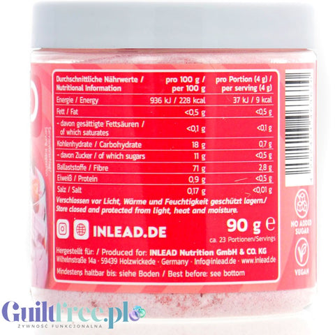 Inlead Flavor Powder Strawberry 90g - błonnikowy aromat słodzący w proszku bez cukru o smaku truskawkowym