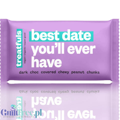 Treatfuls Best Date You'll Ever Have - wegański organiczny batonik z orzeszkami i soloną gorzką czekoladą bez dodatku cukru