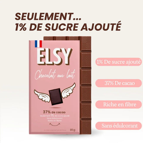 Elsy Chocolat Au Lait - błonnikowa mleczna czekolada bez maltitolu, 50% mniej cukru