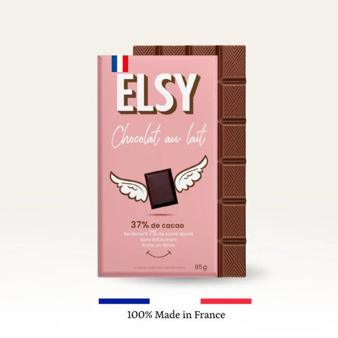 Elsy Chocolat Au Lait – fiber-rich milk chocolate without maltitol, 50% less sugar