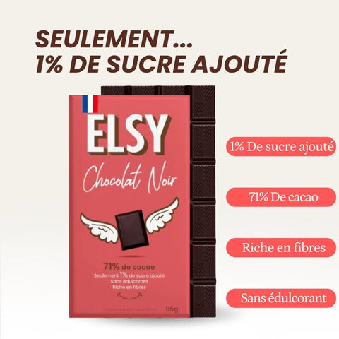Elsy Chocolat Noir – dark chocolate with fiber, no maltitol, only 5g of sugar