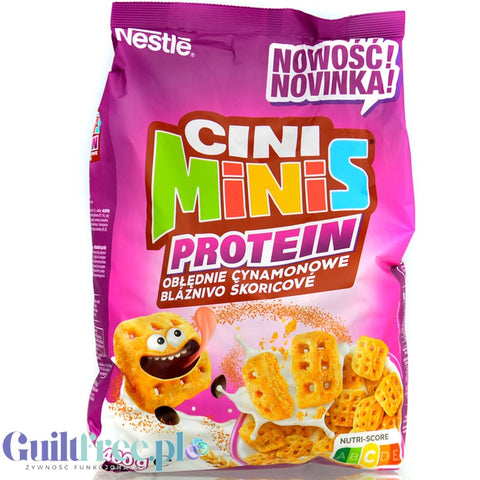 Cini Minis Protein Obłędnie Cynamonowe pełnoziarniste płatki śniadaniowe z białkiem i witaminami