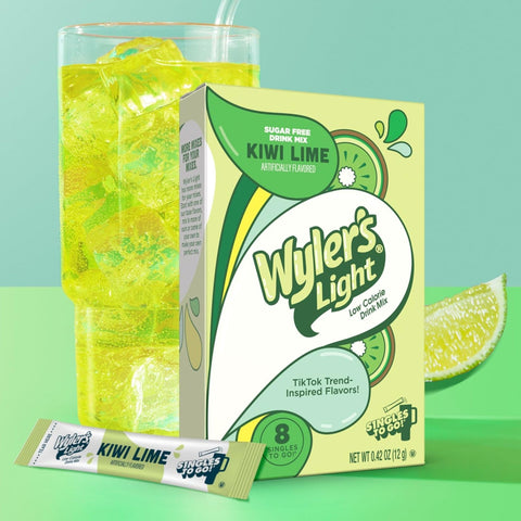 Wyler's Singles To Go Kiwi Lime - sugar-free and calorie-free flavored sachets for water, kiwi and lime flavor