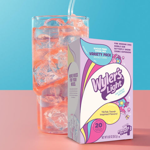Wyler's Singles To Go 20' Pink Wedding Cake, Bubble Gum, Butterfly Dream, Cosmic Superhero - viralowe napoje instant bez cukru