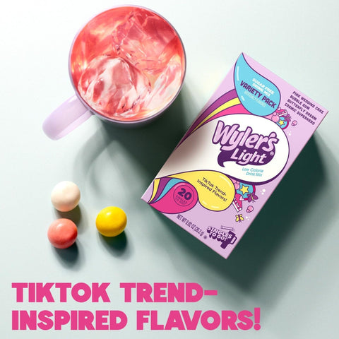 Wyler's Singles To Go 20' Pink Wedding Cake, Bubble Gum, Butterfly Dream, Cosmic Superhero - viralowe napoje instant bez cukru