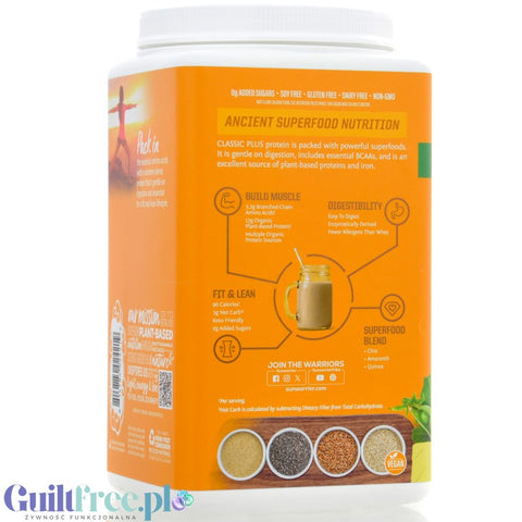 *DEFECT* Sunwarrior Protein Classic Plus, Vanilla 0.75KG - organic vegan protein supplement with 5 superfoods