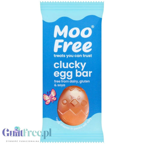 Moo Free Clucky Egg Bar - wielkanocna figurka z wegańskiej czekolady, bez mleka, soi i glutenu