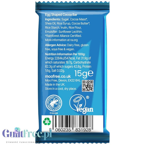 Moo Free Clucky Egg Bar - wielkanocna figurka z wegańskiej czekolady, bez mleka, soi i glutenu