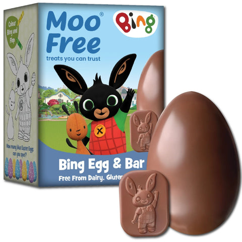 Moo Free Easter Bing Egg & Bar - wielkanocne wegańskie jajo czekoladowe z figurką VEGAN WIELKANOC