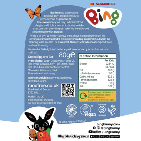 Moo Free Easter Bing Egg & Bar – vegan Easter chocolate egg with figurine VEGAN EASTER