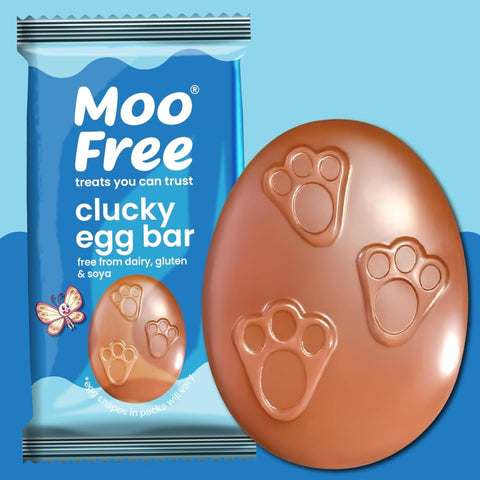 Moo Free Clucky Egg Bar – an Easter figurine made of vegan chocolate, free from milk, soy, and gluten