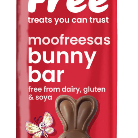 Moo Free Bunny Bar – vegan chocolate bunny, free from milk, soy, and gluten VEGAN EASTER