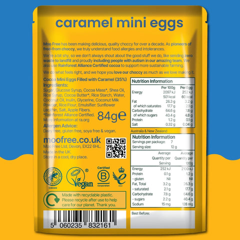 Moo Free Caramel Mini Eggs - dairy-free chocolate Easter eggs filled with vegan caramel