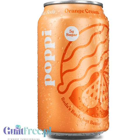 Poppi Prebiotic Soda Orange Cream 355ml - funkcjonalny napój z błonnikiem, stewią i octem jabłkowym