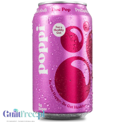 Poppi Prebiotic Soda Doc Pop 355ml - funkcjonalny napój z błonnikiem, stewią i octem jabłkowym