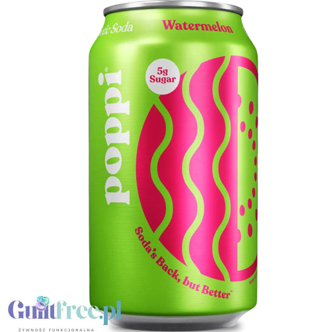 Poppi Prebiotic Soda Watermelon 355ml - funkcjonalny napój z błonnikiem, stewią i octem jabłkowym