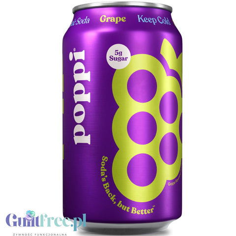 Poppi Prebiotic Soda Grape 355ml - funkcjonalny napój z błonnikiem, stewią i octem jabłkowym