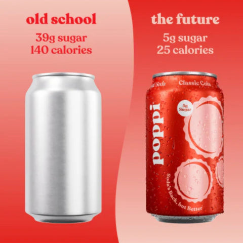 Poppi Prebiotic Soda Classic Cola 355ml – a functional drink with fiber, stevia, and apple cider vinegar