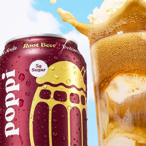 Poppi Prebiotic Soda Root Beer 355ml - funkcjonalny napój z błonnikiem, stewią i octem jabłkowym