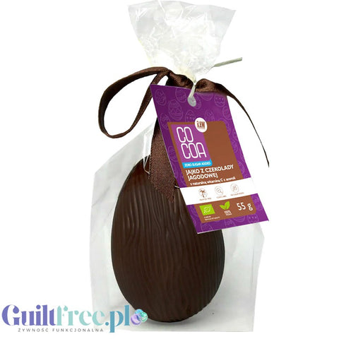 RAW COCOA Jajko z czekolady jagodowej 55g - wegańskie, bez glutenu, WIELKANOC bez dodatku cukru