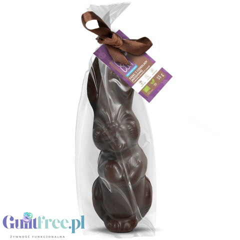RAW COCOA Zając z czekolady jagodowej 55g - wegański, bez glutenu, WIELKANOC bez dodatku cukru