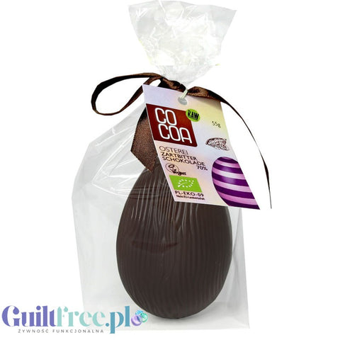 RAW COCOA Jajko z ciemnej surowej czekolady, wegańskie, bez glutenu, WIELKANOC bez mleka