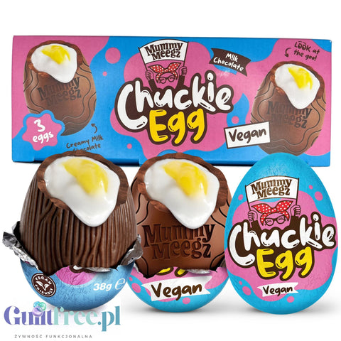 Mummy Meegz Chuckie Egg 3PAK - nadziewane kremem jajko wielkanocne z wegańskiej 'mlecznej czekolady'