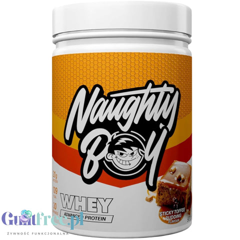 Naughty Boy Whey Premium Protein Sticky Toffee Pudding 900g - gęsta odżywka białkowa WPI, WPC & MPC