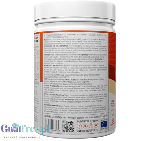 Naughty Boy Whey Premium Protein White Chocolate Hazelnut 900g - gęsta odżywka białkowa WPI, WPC & MPC
