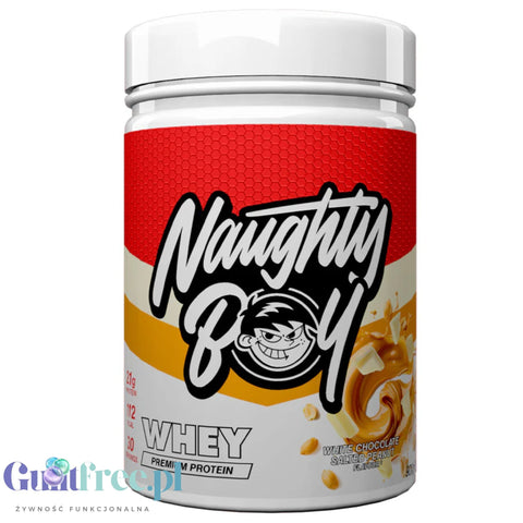 Naughty Boy Whey Premium Protein White Chocolate Salted Peanut 900g - gęsta odżywka białkowa WPI, WPC & MPC