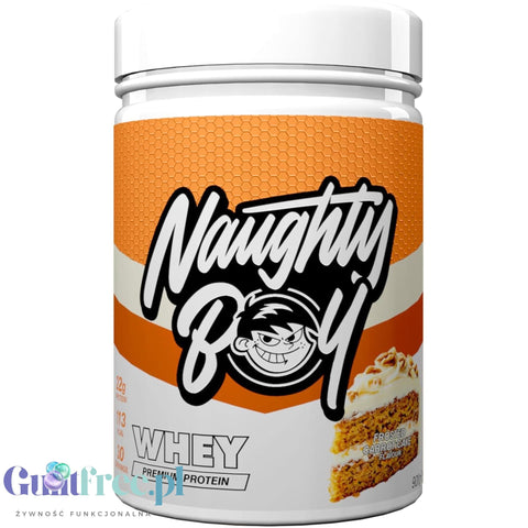 Naughty Boy Whey Premium Protein Frosted Carrot Cake 900g - gęsta odżywka białkowa WPI, WPC & MPC