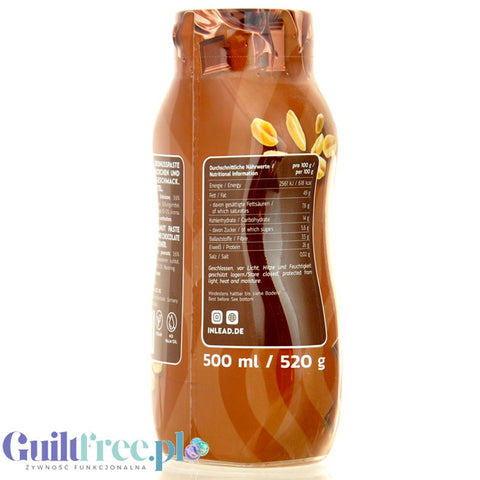 Inlead Peanut Squezze Chocolate 500ml - krem orzechowy w wyciskanej tubie, bez dodatku cukru