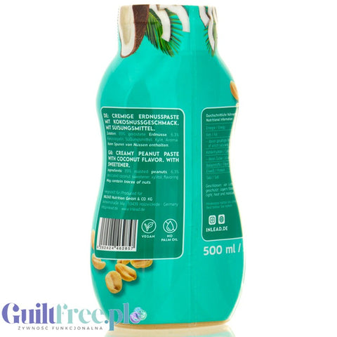 Inlead Peanut Squeeze Coconut 500ml - peanut and coconut spread in a squeeze tube, no added sugar