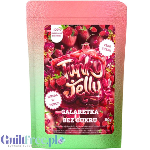 Funky Jelly Wild Strawberry Galaretka instant x 15 porcji - galaretka bez cukru o smaku poziomkowym