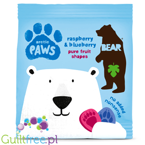 Bear Paws Raspberry & Blueberry - zdrowa przekąska dla dzieci 100% owoców Maliny & Jagody