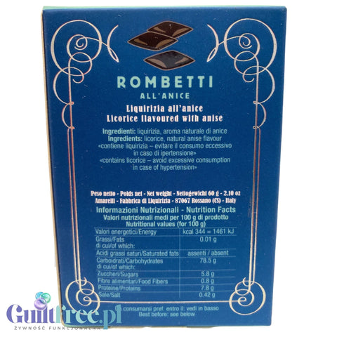 Amarelli Liquirizia Rombetti All'Anice 60g - kalabryjska lukrecja anyżkowa 100% bez cukru i słodzików